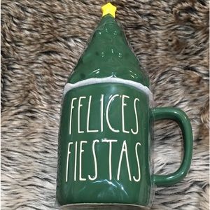 Rae Dunn FELICES FIESTAS Mug / with tree topper 2022